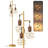 EDISHINE Dimmable Farmhouse Floor Lamp With 3 LED Edison Bulbs, Industrial Rustic Rattan Standing Lamp For Living Room, Bedroom, Office, Gold