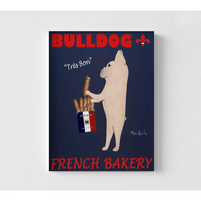 Bouledogue français boulanger par Ken Bailey, impression d'affiche de baguette miniature