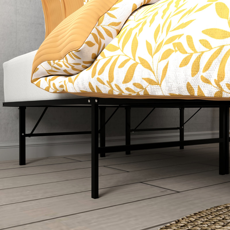 Plateforme de lit en acier noir pour très grand lit - installation de base en 5 minutes, supporte 2 000 lb, réduit le bruit de 14 po de hauteur, structure renforcée, aucun sommier requis