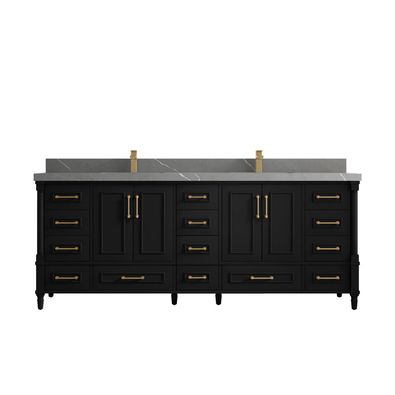 Meuble-lavabo Aberdeen, Gris Piatra, Bleu marine hâlé