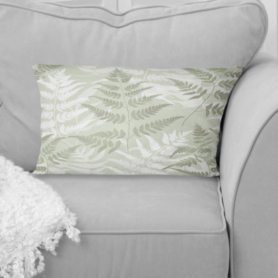 Green Beige Fern Harmony II - Plants Lumbar Pillow