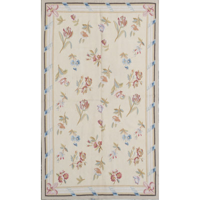 Tapis crème et beige noué à la main de haute qualité