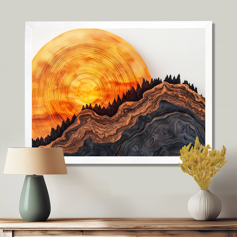 «Sunrise Tree In Forest Landscape III», art sur toile, forêt, Reproduction d'une seule photo avec cadre, H 16 po x l 32 po