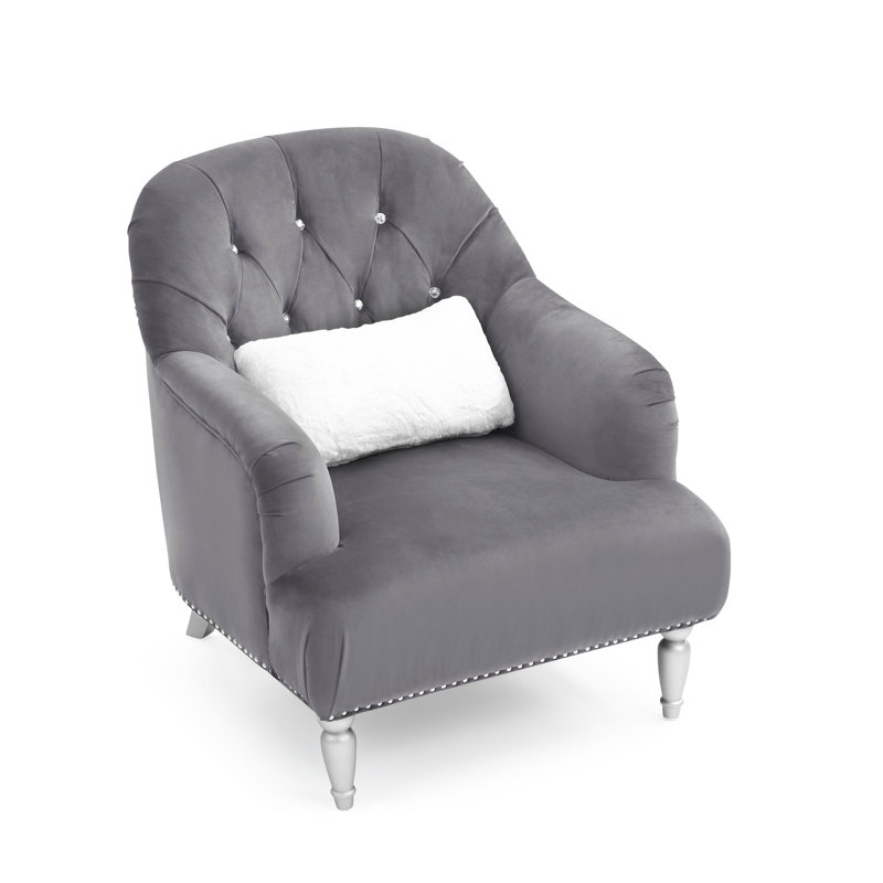 Wellington Tufted Armchair , Gray Velvet