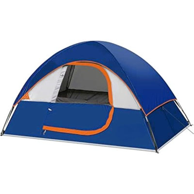 Tente de camping pour 2 à 4 personnes, imperméable et coupe-vent avec double-toit, montage facile - Tentes dôme portatives pour le camping…