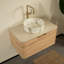 Meuble-lavabo 30 po avec lavabo, armoire de rangement flottante en contreplaqué avec tiroir, cuve en céramique avec motif en pierre et plateau en pierre frittée à motif travertin-901597685