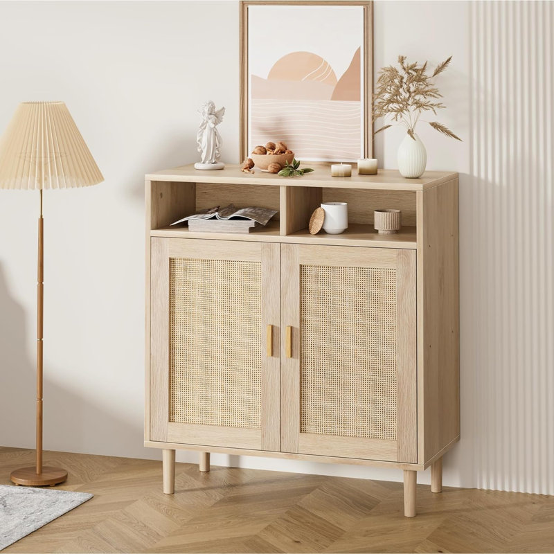 Ensemble de 2 armoires en rotin 36 po, buffet 2 portes Boho