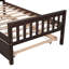 Lit plateforme simple avec lit gigogne escamotable, cadre de lit en bois de pin massif avec tête de lit à lattes et lattes de bois robustes, aucun sommier tapissier requis-1908990548