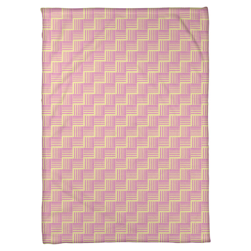 Couverture polaire à rayures classic basketweave, l 60 po x L 80 po, Jaune / Rose