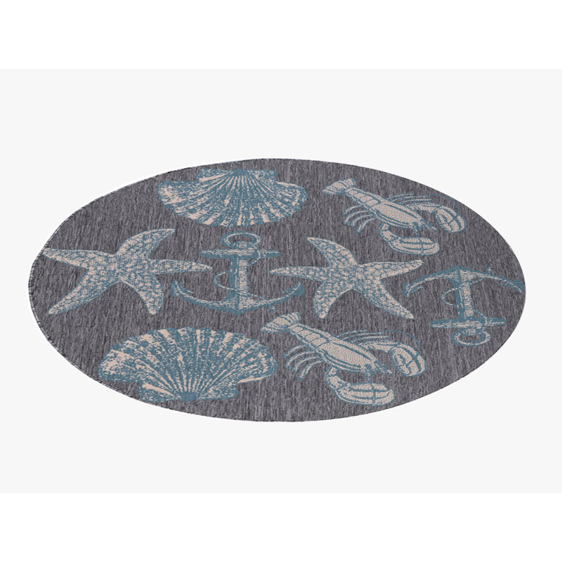 Tapis intérieur / extérieur gris Hodgins, Rond 5 pi 2 po
