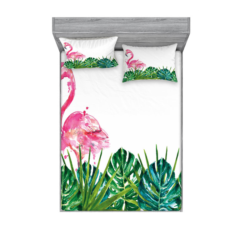 Microfiber Floral Sheet Set, Queen Sheet Set with Fitted Sheet