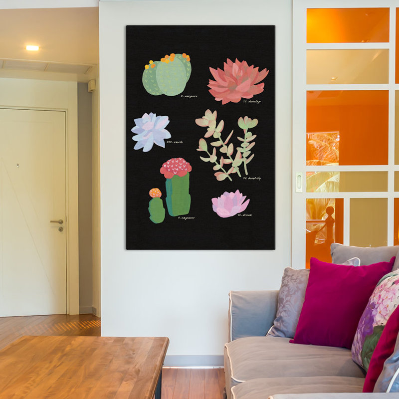 « succulent plante chart v », reproduction d’art sur toile tendue, H 12 po x l 8 po x P 0,75 po