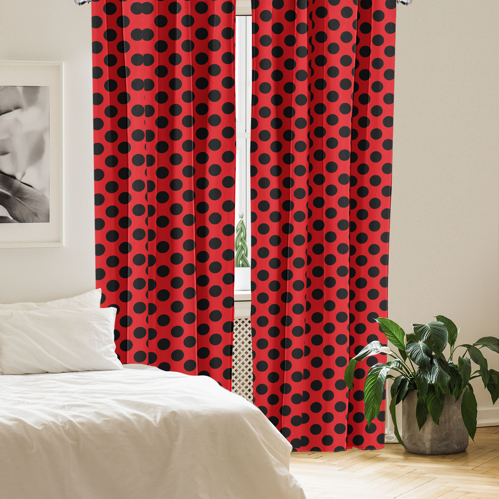 East Urban Home Vintage 4-Panel Curtains, Modern Polka Dots Artwork