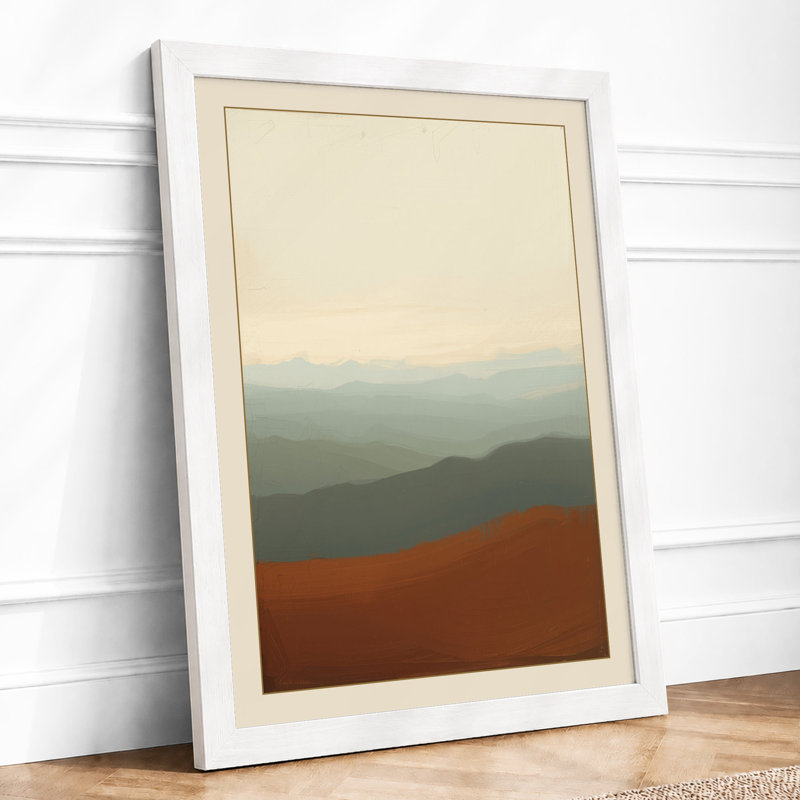 Mountains at Distance Scandinavian - Framed Print, A4 - 29.7 x 21.0 cm, White