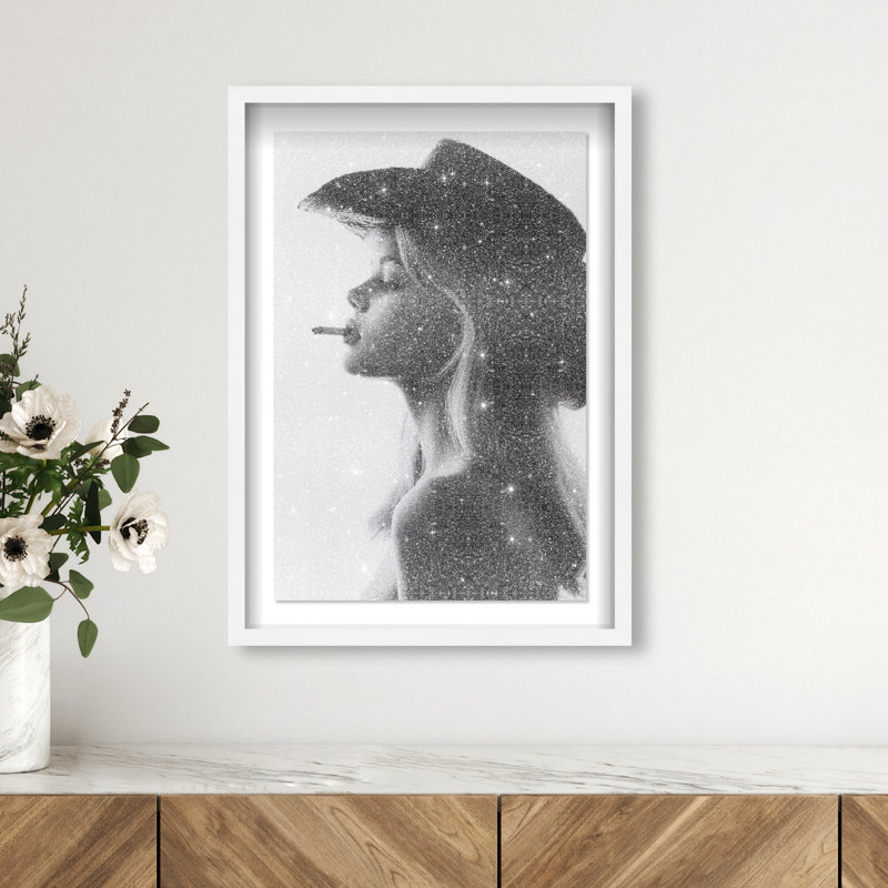Desert Cowgirl Framed Graphic Art, 25.5"H x 17.5"W, White Shadowbox