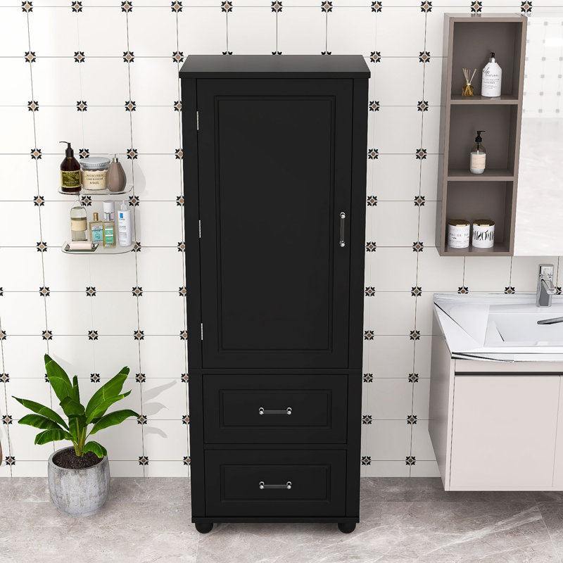 Armoire de rangement autoportante avec tiroirs de rangement, tablettes réglables et portes, Noir