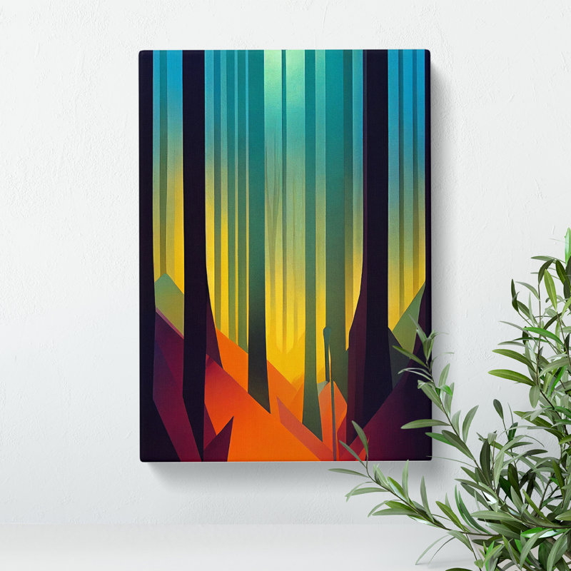 Block Print Forest No.3 - Print, Wrapped Canvas, 50cm H x 35cm W x 3cm D, No Matte