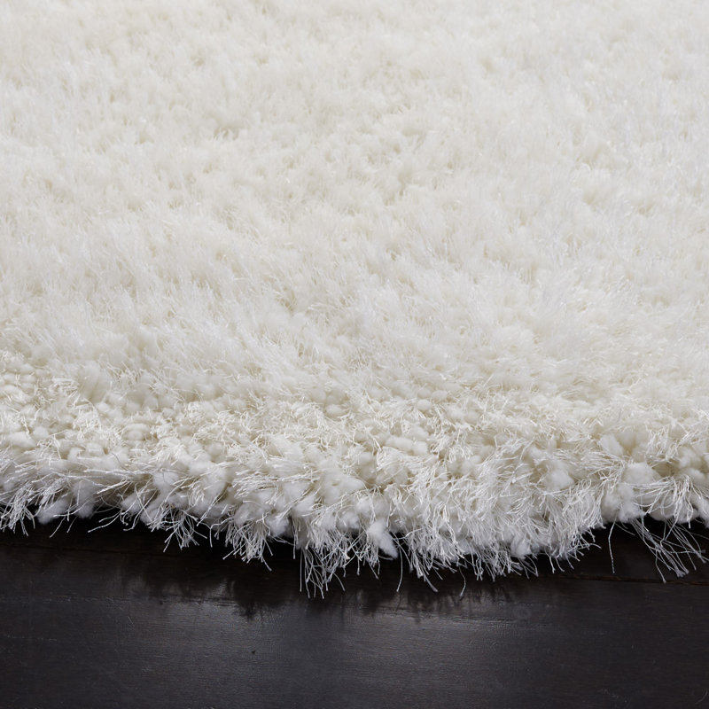 Tapis ivoire touffeté à la main Delane, Rond 7 pi