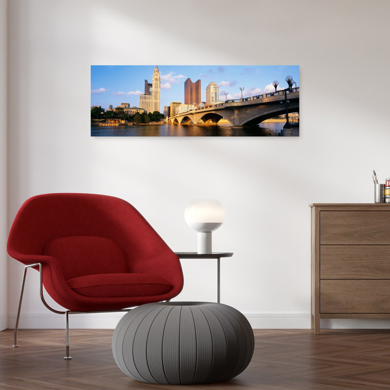 Scioto River, Columbus, Ohio, États-Unis, art contemporain abstrait, art mural de la ville, H 12 po x l 36 po