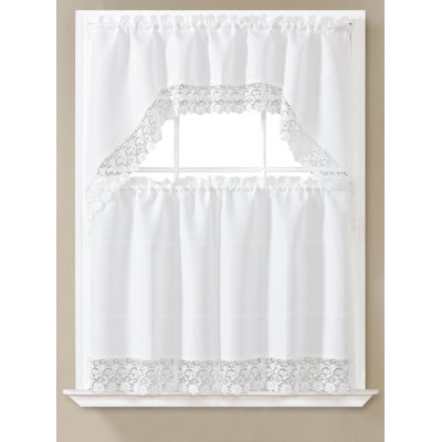 Skylin Embroidered 56'' W Kitchen Curtain Set
