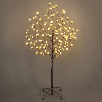 4FT Pre-lit Artificial Cherry Blossom Tree w/ 136 LED Lights, 48 Inch Lighted Japanese Cherry Blossom Tree