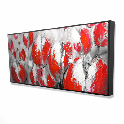Abstract Red Tulips - White Floral Canvas for Home Decor