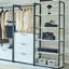 Armoire-penderie à cadre en métal blanc - options de rangement très profondes, pour arroser et chauffer, égratignure, système de classement E0 blanc, cadre, rangement, résistant à la chaleur,