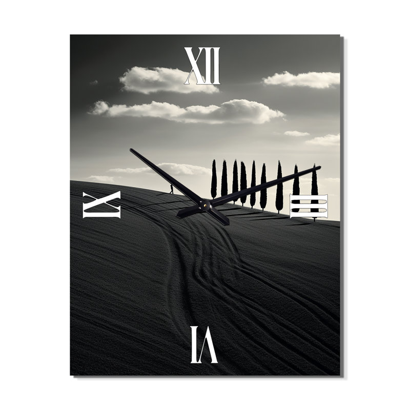 Horloge murale noir et blanc Desert Scenery II - Meadow, Petit