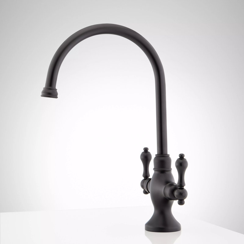 Isabel Double Handle Single Hole Bar and Kitchen Faucet, Matte Black