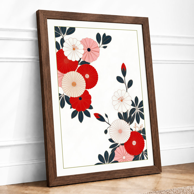 Scattered Florals Botanical - Framed Print, Walnut, A4 - 29.7 x 21.0 cm