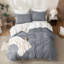 Ensemble de housse de couette 100% coton lavé Solayne avec texture de faux chanvre, couleur unie, fermeture à glissière et attaches de coin-111685170-111685179