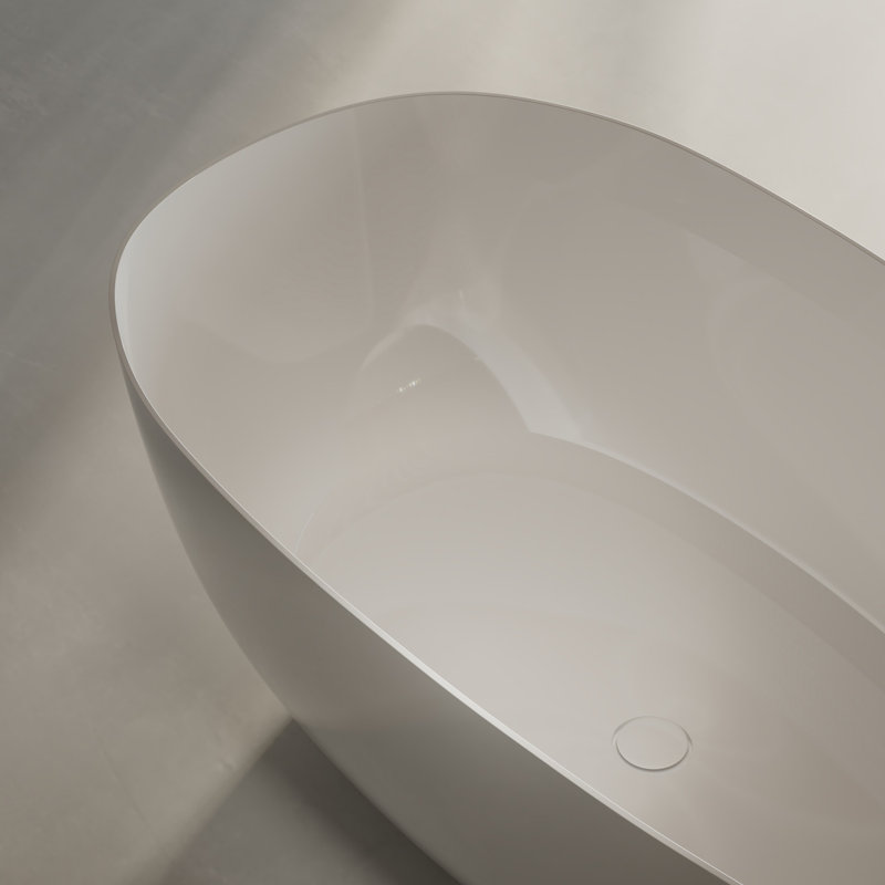 Baignoire de trempage autoportante blanche en acrylique 67 "x 31,5" avec trop-plein et bonde escamotable pour salle de bain MonBlari