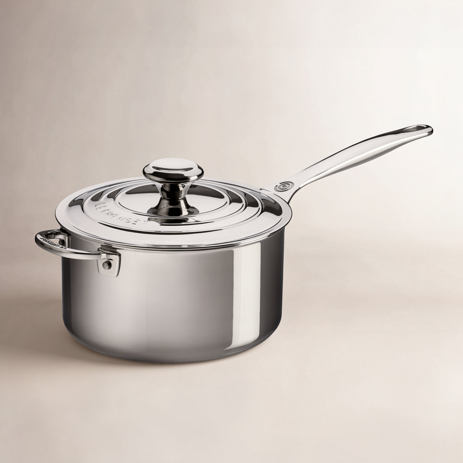 Le Creuset Stainless Steel Saucepan with Lid, 4 qt.