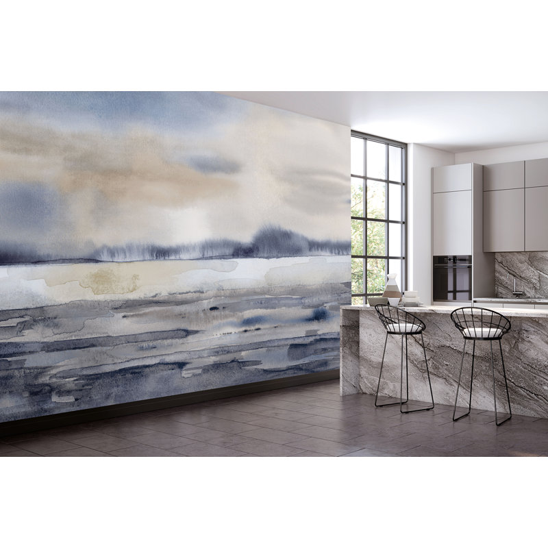 Murale coucher de soleil hivernal, gris