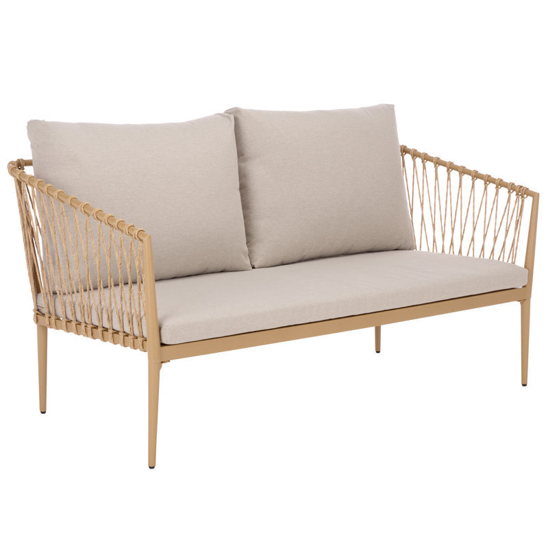Dante Rope Patio Loveseat, Natural/Taupe