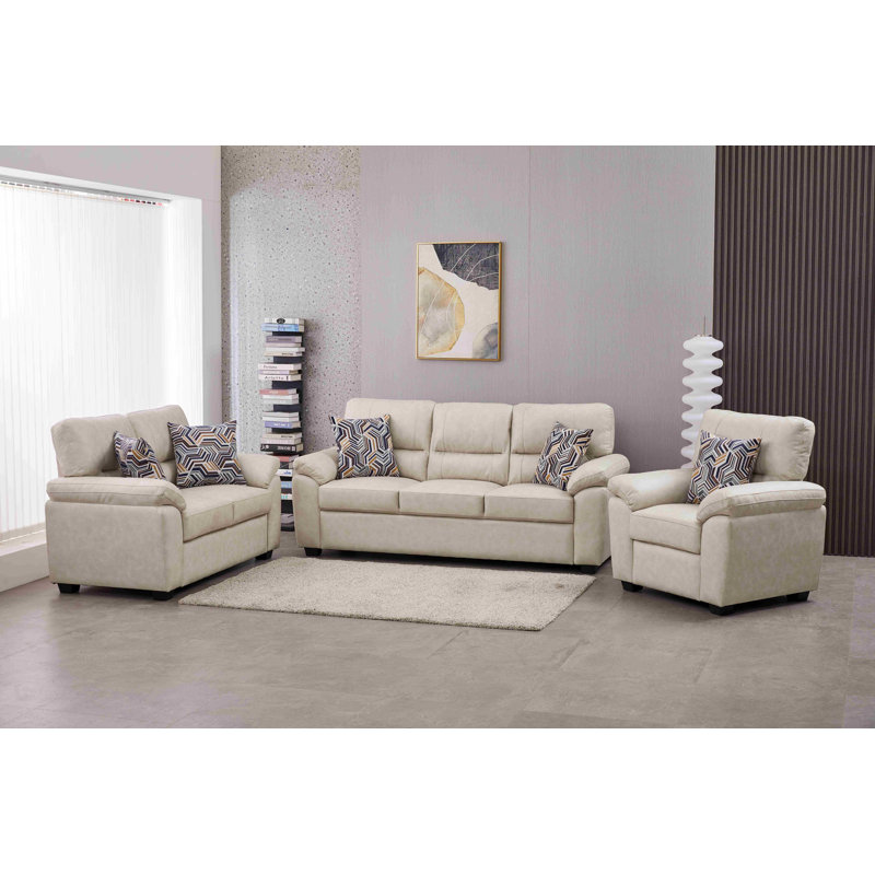Ensemble de salon en similicuir 3 pièces, Beige