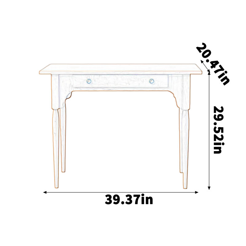 Bureau moderne en bois massif en bois de cerisier, H 29,52 po x l 39,37 po x P 20,47 po