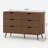47.2'' Modern 6-Drawer Dresser, Wood Veneer Finish with Soft-Close Drawers, Solid Wood Legs, Handle-Free Design, Brown