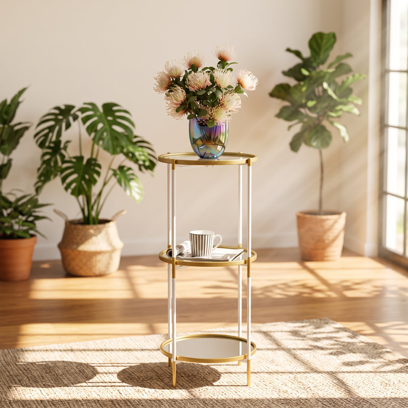 Mirrored Glass Top End Table