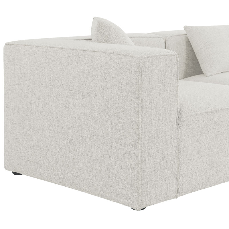 Canapé modulaire réversible de 144 po de large avec repose-pieds, Tissu crème texturé en lin