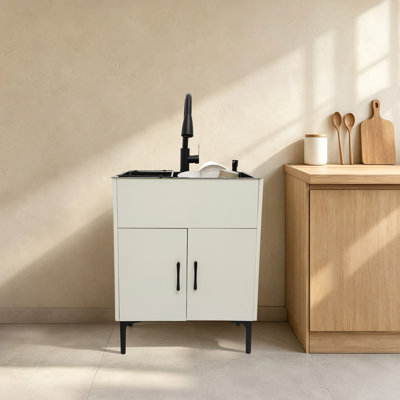 Freestanding Laundry Sink With Pull-Out Faucet And Cabinet