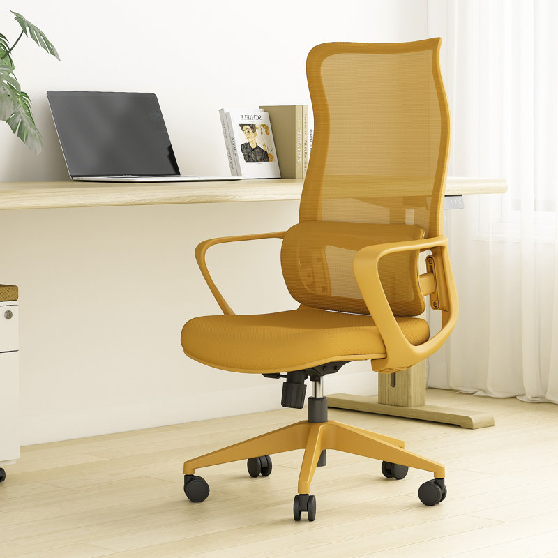 Fauteuil de bureau ergonomique et coloré 350LBS Home Office Mesh, Jaune, Jaune