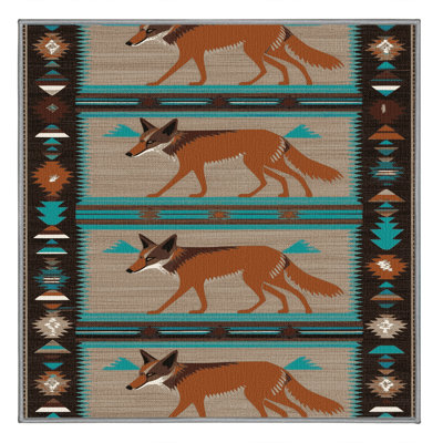 Washable Coyote Southwestern Area Rug