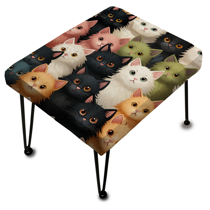 Motif de chat rose et noir pour chambre de bébé - Repose-pieds rectangulaire à imprimé animal
