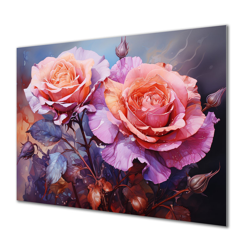 «Pink Misty Rose Spectrum», art mural en métal arc-en-ciel II, H 30 po x l 40 po x P 1,5 po