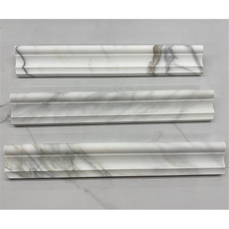 Calacatta 12" x 2" Marble Mosaic Tile, LIght Gray