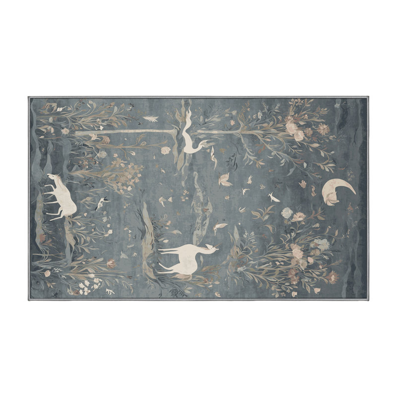 Tapis gris lavable à la machine, Rectangle 8 pi x 12 pi