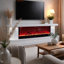 Console de foyer électrique Cere, haut-parleur Bluetooth, bois blanc de 71 pouces Cere