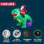 Dinosaure gonflable de Noël de 6 pi avec père Noël, dinosaure gonflable avec DEL intégrées