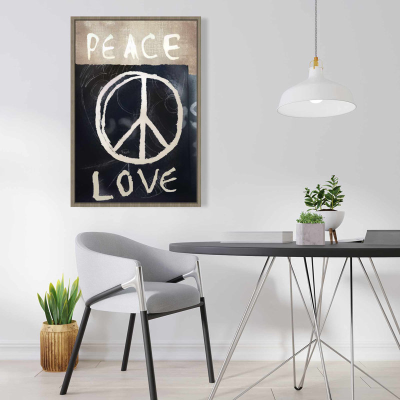 «Peace Love Motivational Office», toile encadrée décorative